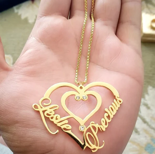 Customized Heart Double Name Necklace