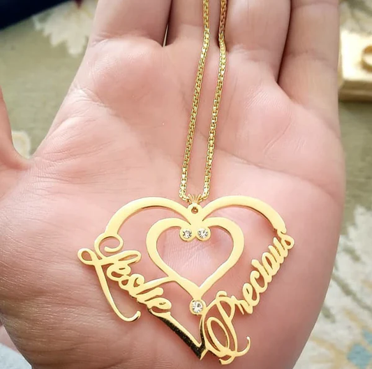 Customized Heart Double Name Necklace
