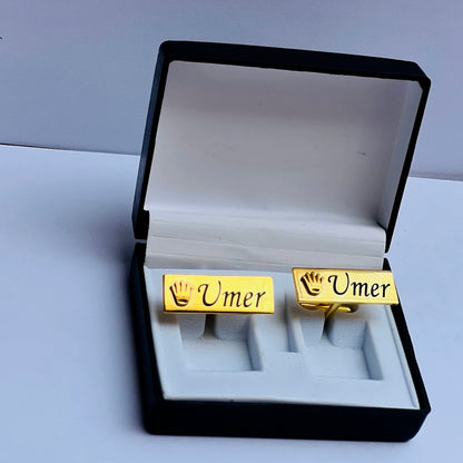 Customized Crown Engraved Name Cufflinks